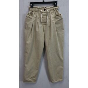 POL‎ Pants Womens S Elastic Waist Pleated Draw String Brown Baggy Comfy Pant